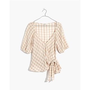 Madewell Sweetheart Wrap Top in Gingham Check
